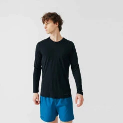 Kalenji Men's Running Breathable Long-Sleeved T-shirt Sun Protect - Black -Kalenji 8398867