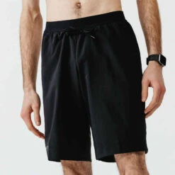 SHORT 2 EN 1 DE RUNNING HOMME AVEC BOXER Intégré KALENJI DRY + BEIGE LIN -Kalenji 8488045