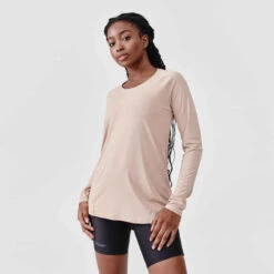 Kalenji T-shirt Manches Longues Running Anti-UV Femme - Sum Protect Long Beige -Kalenji 8607348