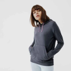 Kalenji Sweat à Capuche Running Chaud Femme - Hood 500 Gris Foncé -Kalenji 8750039