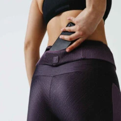 Kalenji Legging Long Running Respirant Femme - Dry+ Feel Violet -Kalenji collant running run dry feel noir femme 7