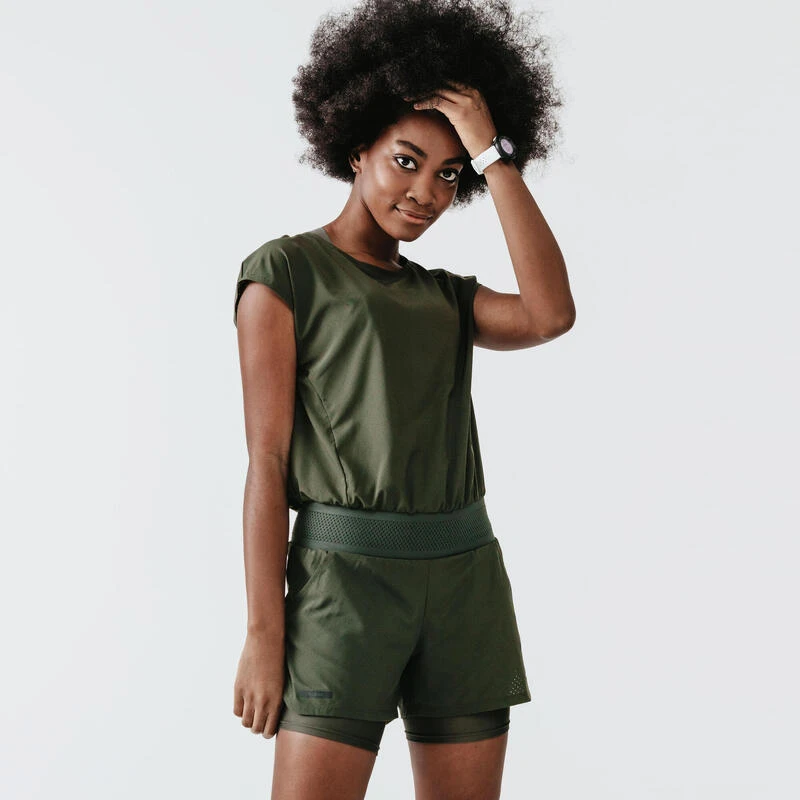Kalenji Combishort Running Femme - Dry+ Kaki 3 Kalenji Combishort Running Femme - Dry+ Kaki