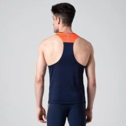 Kalenji DEBARDEUR D'ATHLETISME HOMME BLEU ET ORANGE -Kalenji debardeur dathletisme homme bleu et orange 2
