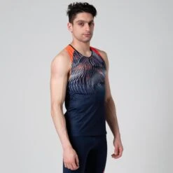Kalenji DEBARDEUR D'ATHLETISME HOMME BLEU ET ORANGE -Kalenji debardeur dathletisme homme bleu et orange 4