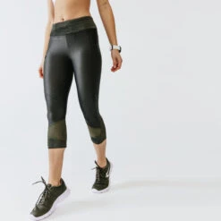 Kalenji Legging Court Running Respirant Femme - Dry+ Feel Kaki