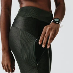 Kalenji Legging Long Running Respirant Femme - Dry+ Feel Kaki -Kalenji legging long running respirant femme dry feel kaki 4