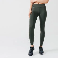 Kalenji Legging Running Long Chaud Femme - Warm+ Kaki
