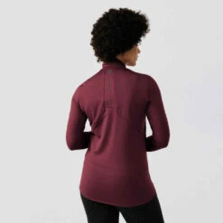 Kalenji T-shirt Manches Longues Chaud Running Femme - Zip Warm Violet -Kalenji maillot manches longues jogging femme run warm vert 2