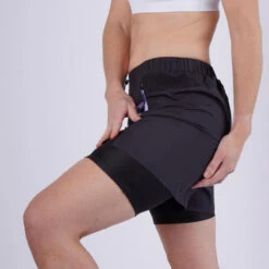 Kalenji Short 2 En 1 Running Respirant Femme - Run Dry 500 Noir -Kalenji short 2 en 1 running respirant femme run dry 500 noir 3