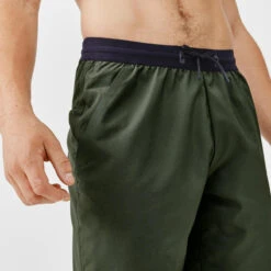 Devant -Kalenji short running respirant 2 en 1 homme dry 550 khaki 1