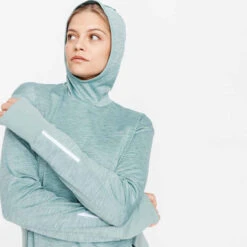 Kalenji Sweat Running à Capuche Femme - Warm Vert 15 Kalenji Sweat Running à Capuche Femme - Warm Vert -Kalenji sweat capuche running run warm noir femme 4