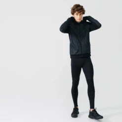 SWEAT ZIPPÉ A CAPUCHE DE RUNNING HOMME KALENJI WARM + NOIR -Kalenji sweat zippe a capuche de running homme kalenji warm noir 2