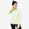 Kalenji T-shirt Manches Longues Chaud Running Femme - Zip Warm Jaune -Kalenji t shirt manches longues chaud running femme zip warm jaune