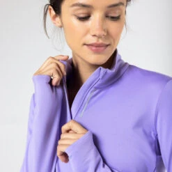 Kalenji T-shirt Manches Longues Chaud Running Femme - Zip Warm Violet -Kalenji t shirt manches longues chaud running femme zip warm violet 2