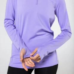 Kalenji T-shirt Manches Longues Chaud Running Femme - Zip Warm Violet -Kalenji t shirt manches longues chaud running femme zip warm violet 3