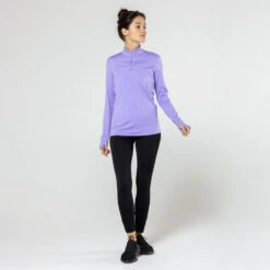 Kalenji T-shirt Manches Longues Chaud Running Femme - Zip Warm Violet -Kalenji t shirt manches longues chaud running femme zip warm violet 4