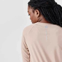Kalenji T-shirt Manches Longues Running Anti-UV Femme - Sum Protect Long Beige -Kalenji t shirt manches longues jogging femme run sun protect long noir 3