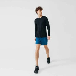 Kalenji Men's Running Breathable Long-Sleeved T-shirt Sun Protect - Black -Kalenji t shirt running anti uv homme blanc 2