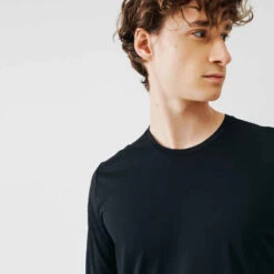 Kalenji Men's Running Breathable Long-Sleeved T-shirt Sun Protect - Black -Kalenji t shirt running anti uv homme blanc 3