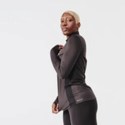 Kalenji T-shirt Running Manches Longues 1/2 Zip Femme - Dry+ Noir -Kalenji t shirt running manches longues 12 zip femme dry noir 10