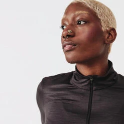 Kalenji T-shirt Running Manches Longues 1/2 Zip Femme - Dry+ Noir -Kalenji t shirt running manches longues 12 zip femme dry noir 12