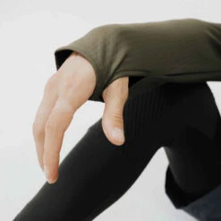 Kalenji T-shirt Running Manches Longues Chaud Homme - Warm 500 Khaki -Kalenji t shirt running manches longues chaud homme warm 500 noir 13