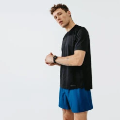 Devant -Kalenji t shirt running respirant et ventile homme dry breath noir 1
