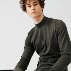 TEE SHIRT MANCHES LONGUES DE RUNNING CHAUD HOMME KALENJI KAKI -Kalenji tee shirt manches longues de running chaud homme kalenji kaki 4