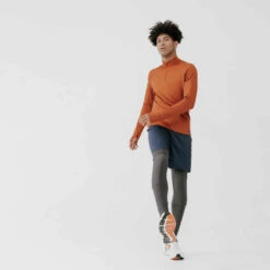 Kalenji TEE SHIRT MANCHES LONGUES RUNNING RUN WARM ORANGE -Kalenji tee shirt manches longues running run warm bleu fonce homme 4