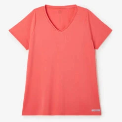 Kalenji T-shirt Manches Courtes Running Respirant Femme - Dry Corail -Kalenji tee shirt running run dry noir femme 4
