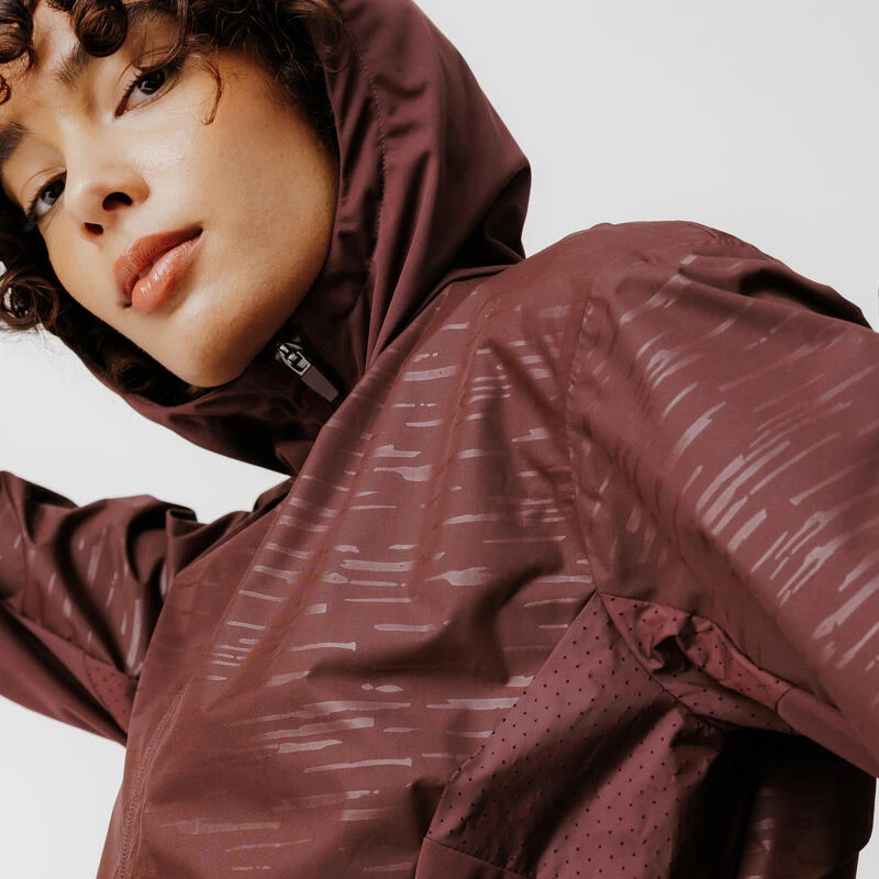 Kalenji Veste à Capuche Running Déperlante Femme - Rain Marron 5 Kalenji Veste à Capuche Running Déperlante Femme - Rain Marron – Image 3